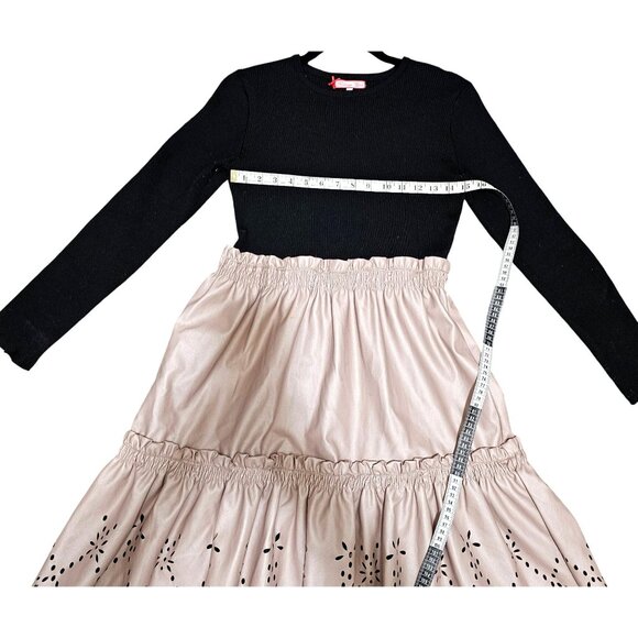 Melange Girl Long-Sleeve Black & Pink Dress With Eyelet Design Size 18 - Picture 10 of 10
